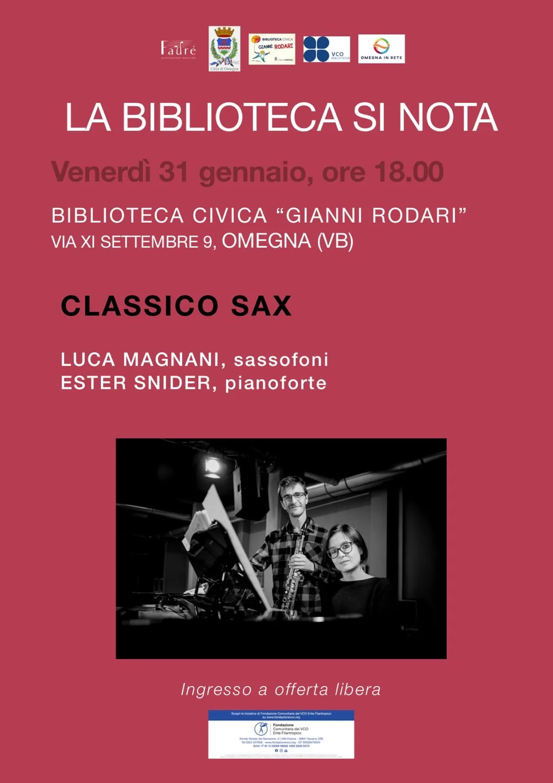 Ester Snider - Concerto per sassofono e pianoforte a Omegna (VB)