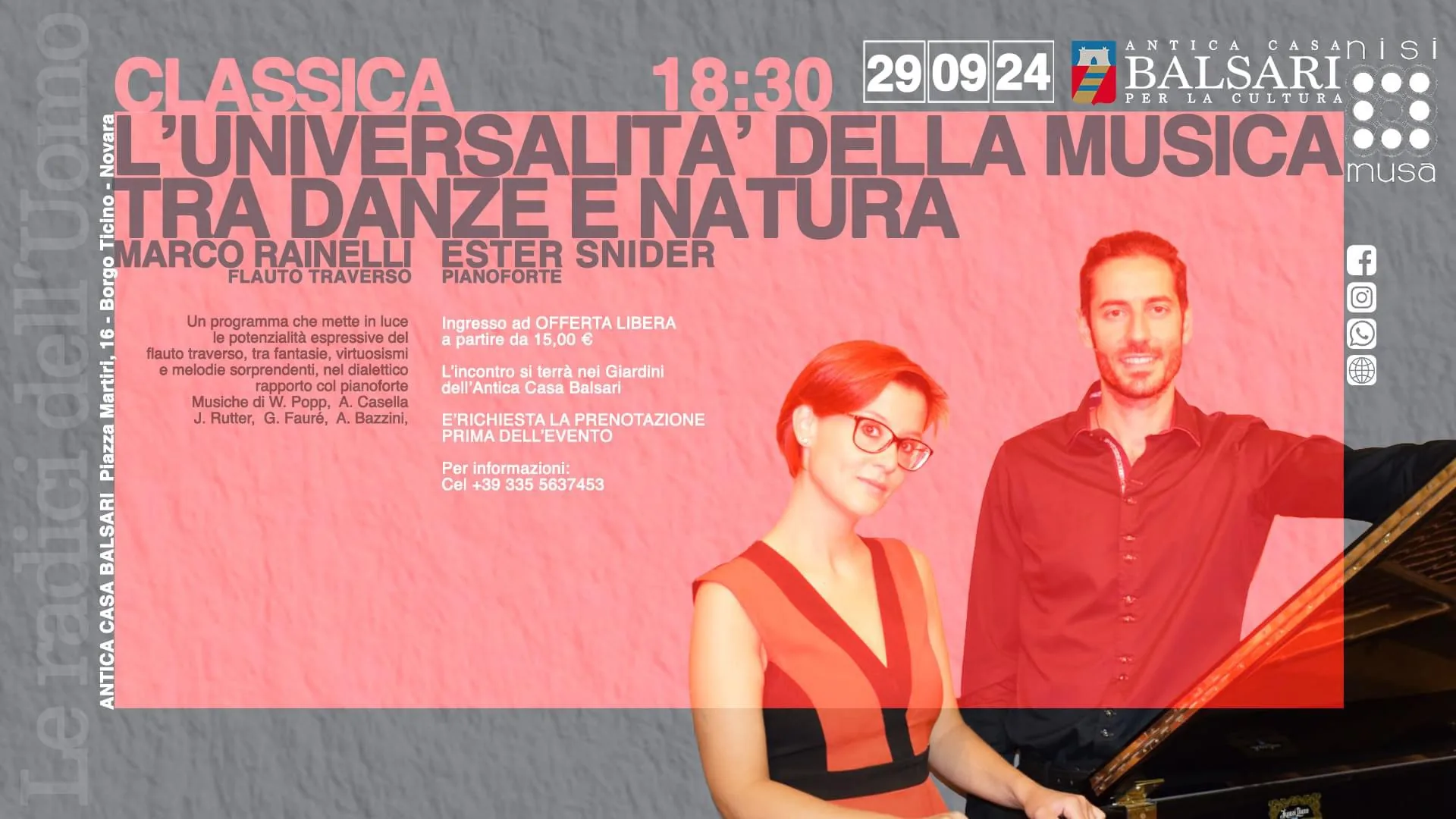 Ester Snider - Concerto per flauto e pianoforte a Borgo Ticino (NO)